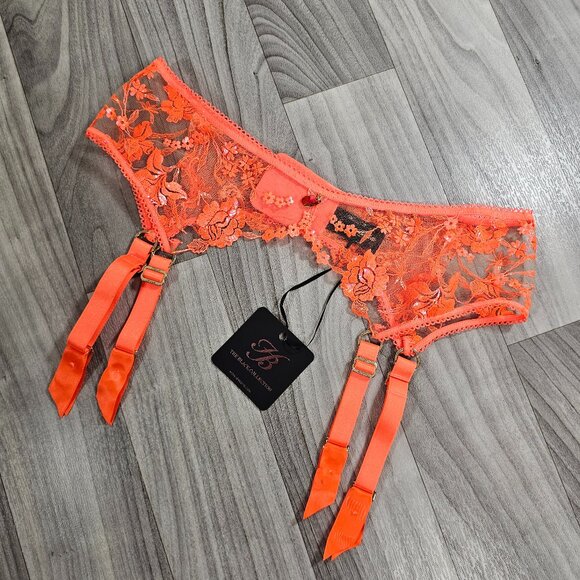NWT Honey Birdette Whitney Orange Suspender Garter Belt Size L
